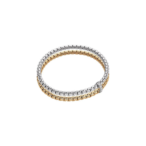 Fope 18ct White and Yellow Gold 0.10ct Diamond Eka Flex'it Bracelet