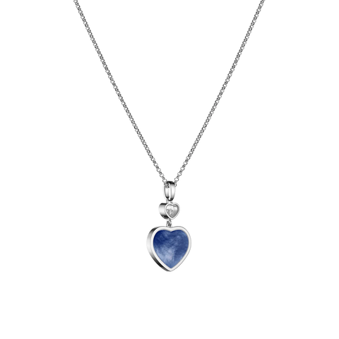 Chopard Happy Hearts 18ct White Gold Mother Of Pearl 0.05ct Diamond Necklace