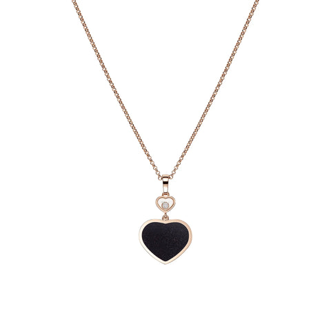 Chopard Happy Hearts 18ct Rose Gold 0.05ct Diamond Aventurine Necklace