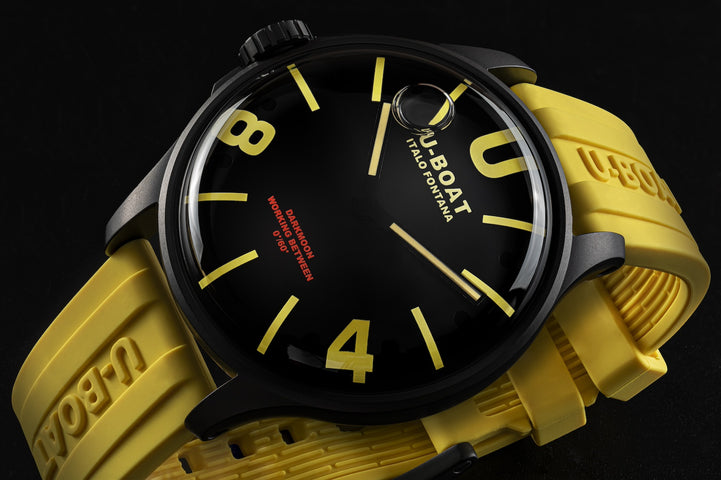 U-Boat Darkmoon 44 Black Yellow Curve PVD Watch D