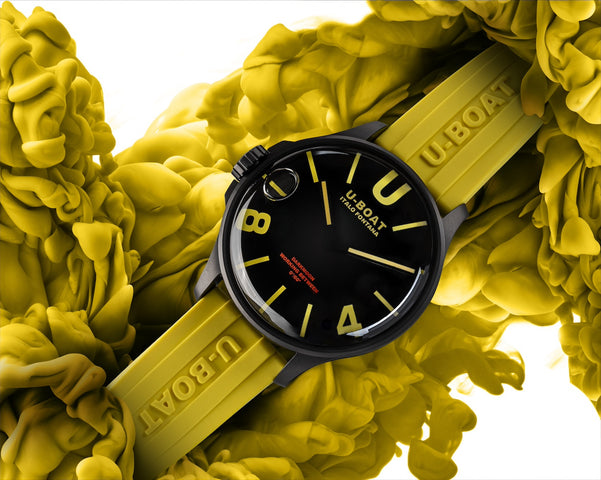 U-Boat Darkmoon 44 Black Yellow Curve PVD Watch D