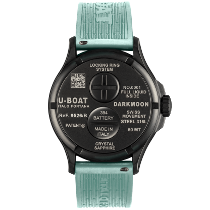 U-Boat watch with green strap on a white background