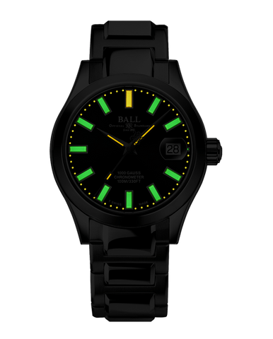 Ball Watch Company Engineer III Marvelight Chronometer 36 Watch with black dial, steel bracelet, steel case