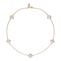 9ct Rose Gold WHITE MOP Bloom Four Leaf Clover Necklace, N1128
