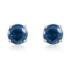 9ct White Gold Sapphire 5mm Round Claw Set Stud Earrings. 33-21-066.