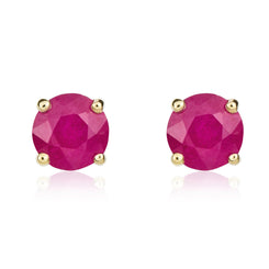 9ct Yellow Gold Ruby 5mm Round Claw Set Stud Earrings. 33-23-021.