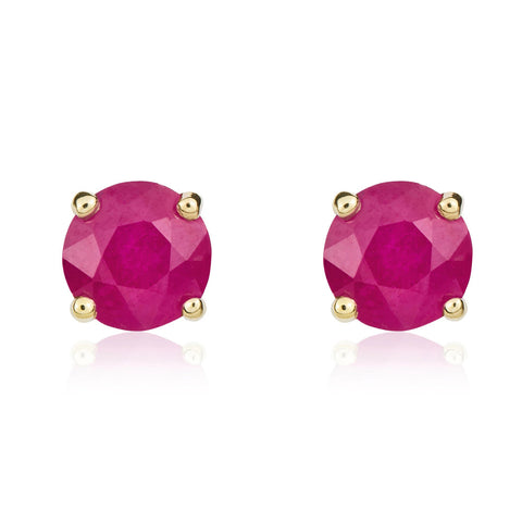 9ct Yellow Gold Ruby 5mm Round Claw Set Stud Earrings. 33-23-021.