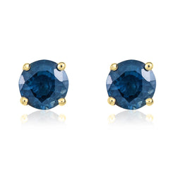 9ct Yellow Gold Sapphire 5mm Round Claw Set Stud Earrings. 33-21-064.