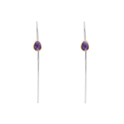 9ct Yellow Gold Sterling Silver Blue John Stepping Stones 5x7mm Pear Drop Hook Earrings E1301