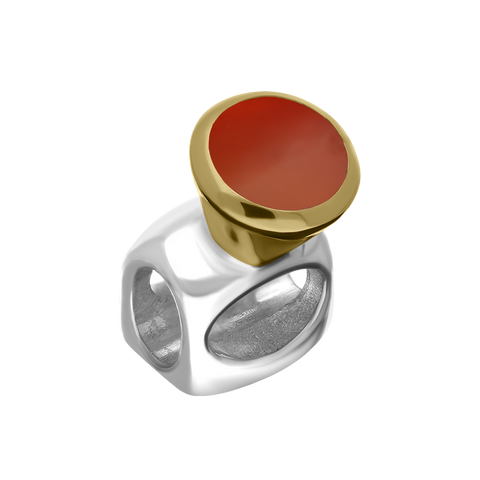 9ct Yellow Gold Sterling Silver Carnelian Stepping Stones 5mm Round Charm P1762