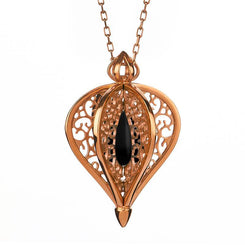 9ct Rose Gold Whitby Jet Flore Filigree Small Necklace P2338C