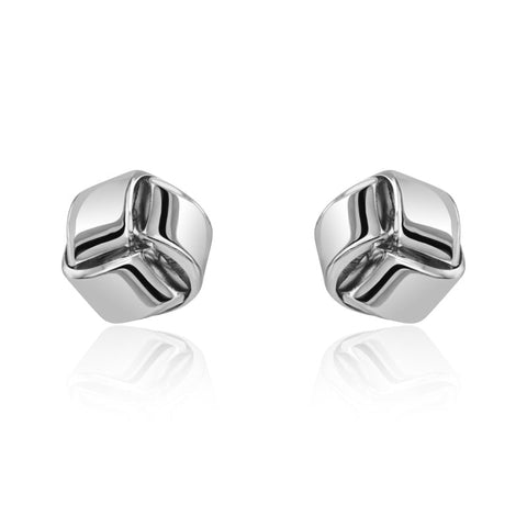 9ct White Gold Looped Knot Stud Earrings. 10-06-135