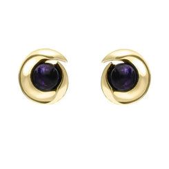 00121292 9ct Yellow Gold Blue John Spiral Stud Earrings, E1913.