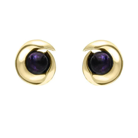 00121292 9ct Yellow Gold Blue John Spiral Stud Earrings, E1913.