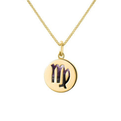 9ct Yellow Gold Blue John Zodiac Virgo Round Necklace, P3604.
