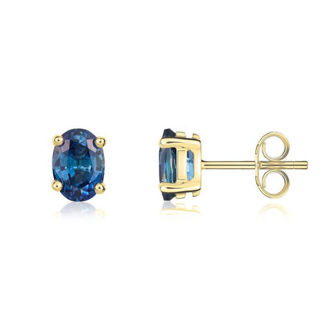 9ct Yellow Gold Sapphire 7x5mm Oval Claw Set Pendant and Stud Earrings Set. 62-55-005 33-21-029_4