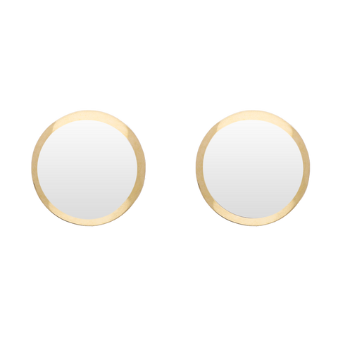 9ct Yellow Gold Sterling Silver Bauxite Stepping Stones Round Stud Earrings E1292