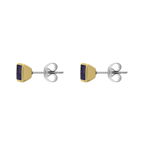 9ct Yellow Gold Sterling Silver Blue Goldstone Stepping Stones Square Stud Earrings E1295_2