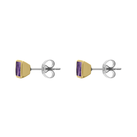 9ct Yellow Gold Sterling Silver Blue John Stepping Stones Square Stud Earrings E1295_2