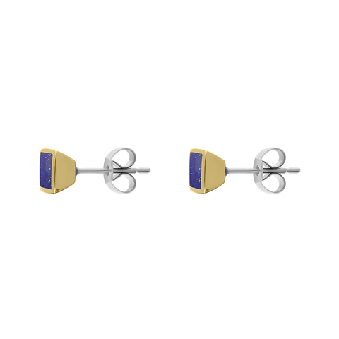 9ct Yellow Gold Sterling Silver Lapis Lazuli Stepping Stones Square Stud Earrings E1295_2
