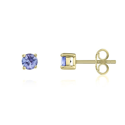 9ct Yellow Gold Tanzanite 4mm Round Claw Set Stud Earrings 33-24-072_2