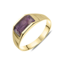 9ct Yellow Gold Blue John Cut Off Band Ring, R002.