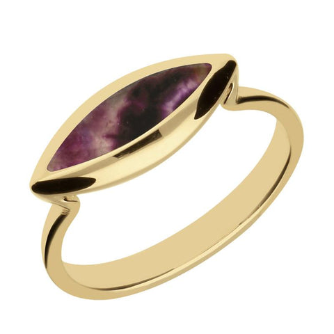 9ct Yellow Gold Blue John Toscana Side Marquise Ring R513