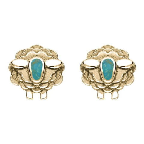9ct Yellow Gold Turquoise Sheep Stud Earrings E2530