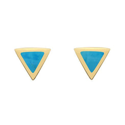 9ct Yellow Gold Turquoise Tiny Triangle Stud Earrings