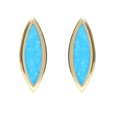 9ct Yellow Gold Turquoise Toscana Marquise Stud Earrings E1124
