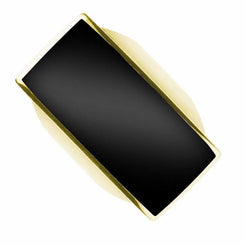 9ct Yellow Gold Whitby Jet Large Oblong Ring. R064.