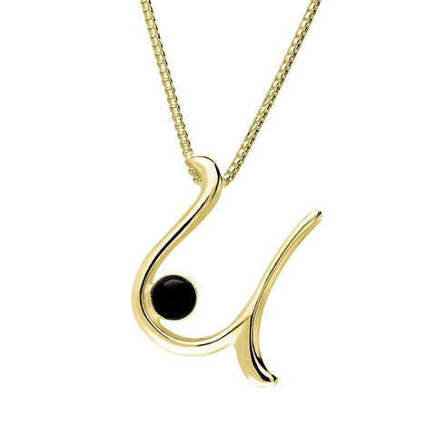 9ct Yellow Gold Whitby Jet Love Letters Initial U Necklace P3468C