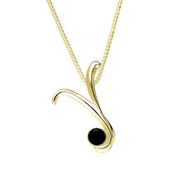 9ct Yellow Gold Whitby Jet Love Letters Initial Y Necklace P3472C
