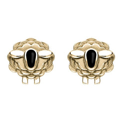 9ct Yellow Gold Whitby Jet Sheep Stud Earrings E2530