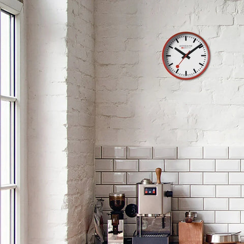 Mondaine Clock Wall Red Frame 25cm Watch