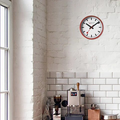 Mondaine Clock Wall Red Frame 25cm Watch