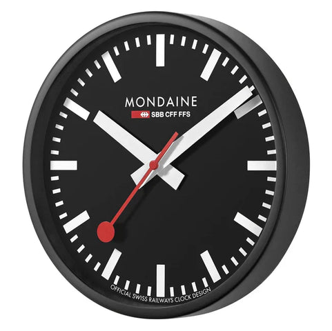 Mondaine Clock Wall Black Frame 25cm Watch