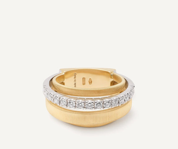 Marco Bicego Masai 18ct Yellow Gold 4-Strand Coil 0.38ct Diamond Ring