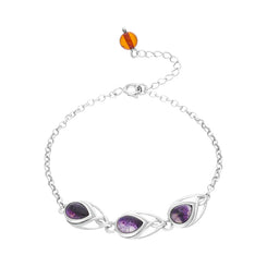 Sterling Silver Blue John 3 Stone Pear Celtic Bracelet