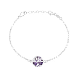 Sterling Silver Blue John Round Tree of Life Chain Bracelet