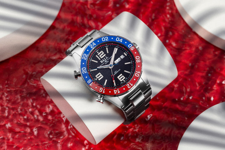 Ball Watch Company Roadmaster Marine GMT Limited Edition Watch with black dial, titanium strap, titanium case