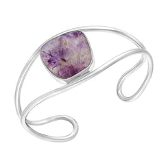 Sterling Silver Blue John Abstract Oval Cuff Bangle