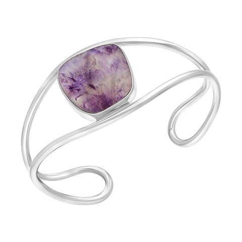 Sterling Silver Blue John Abstract Oval Cuff Bangle