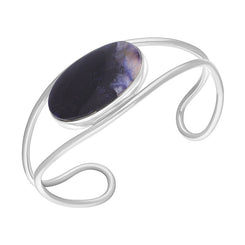 Sterling Silver Blue John Wide Oval Unique Cuff Bangle
