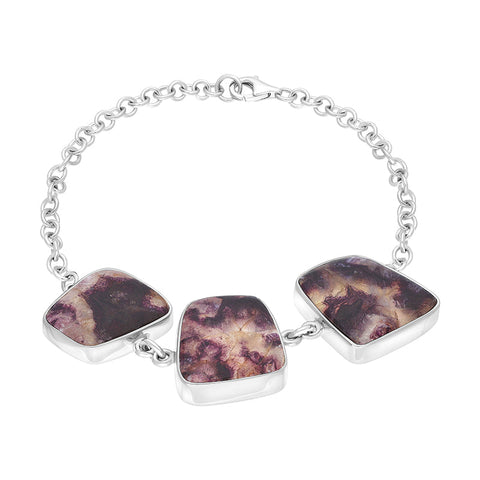 Sterling Silver Blue John Abstract Oval Unique Bracelet