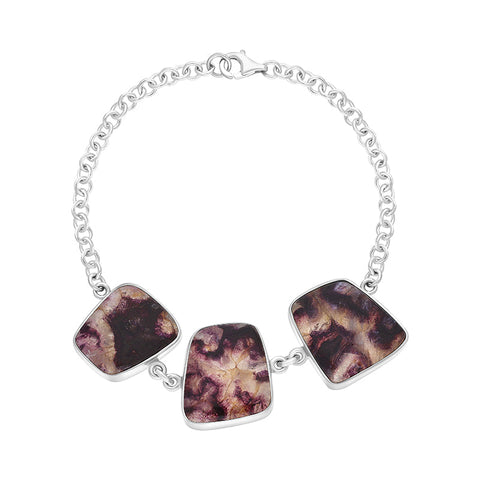 Sterling Silver Blue John Abstract Oval Unique Bracelet