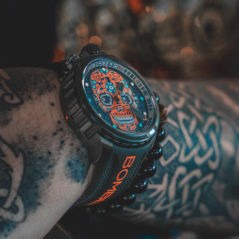 Bomberg Sugar Skull Orange Watch