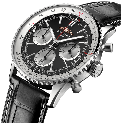 Breitling Navitimer B01 41 Black Croc Folding Clasp Watch