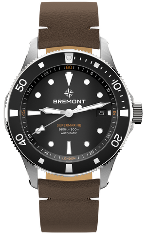Bremont Watch Supermarine 300M Date Black Leather SM40-DT-SS-BK-L-S