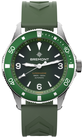 Bremont Watch Supermarine 300M Green Rubber SM40-ND-SS-GN-R-S